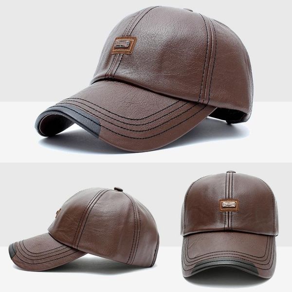 

2020 adjustable pu leather baseball cap sport driving sun hat casual style snapback round hat sportswear vintage, Black;white