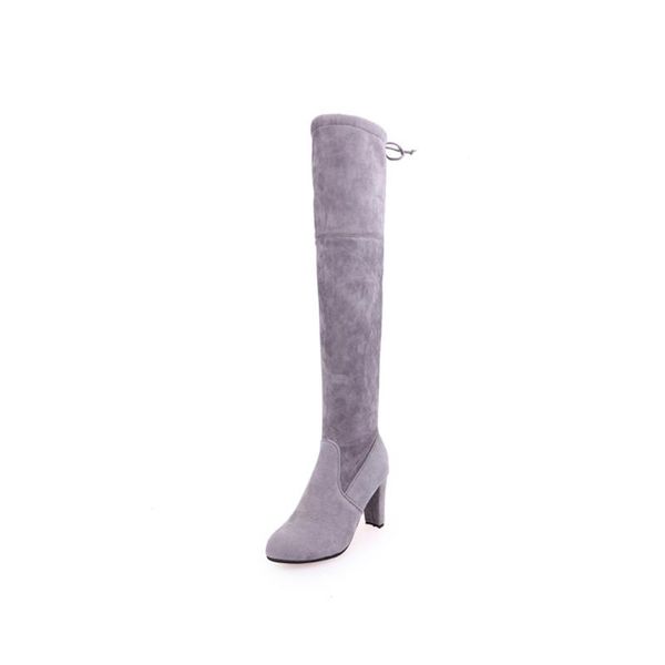 

goxpacer 2020 women shoes lady over-knee boots cusp warm stretch boots bandage autumn and winter fangle chunky heels, Black