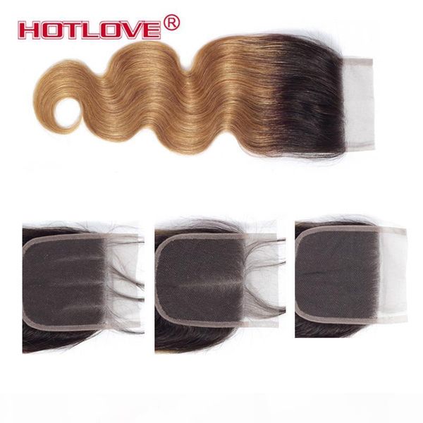 

hotlove ommre 1b 27 4 * 4 кружева закрытие свободных средних трех частей предварительно окрашенные 10-20 дюймов бразильский кузовной волна к, Black
