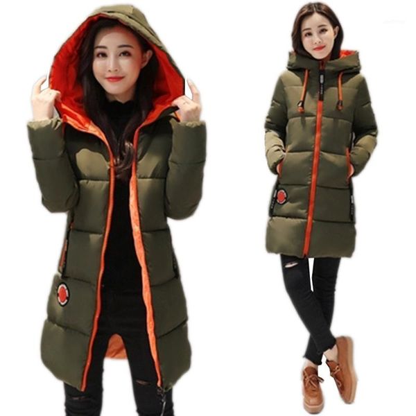 

2019 new winter jacket women parka coat long down student jacket plus size long fashion hooded duck down coat female n6931, Black