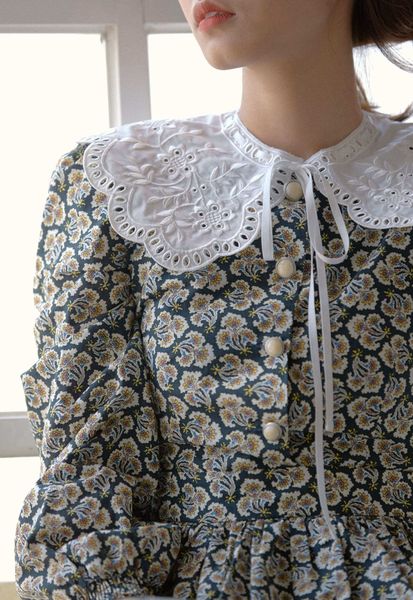 

yang lotus uus new lace women's wear embroidery hollow lace up decorative collar s0385331 mud5l, Black;gray