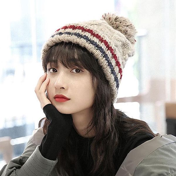 

высокого качество шапочка акрилового fur ball cap помпоны winter hat для женщин девушка ski hat трикотажных теплого skullies cap, Blue;gray