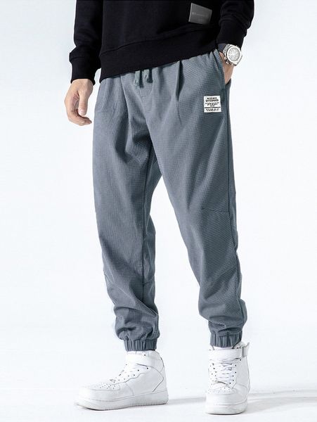 

men patch detail carrot pants g22k#, Black