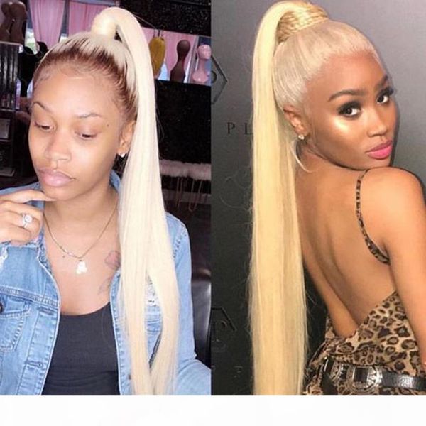 

10a silky straight 613 blonde bundles with frontal 1b 613 ombre blonde human hair weaves 3 bundles with 13*4 lace frontal, Black;brown