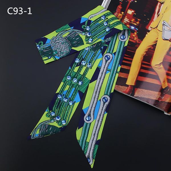 

fashion 2020 silk scarf skinny women handbag ribbon hair neck scarves for ladies designer print headwear band wmtqxp, Blue;gray
