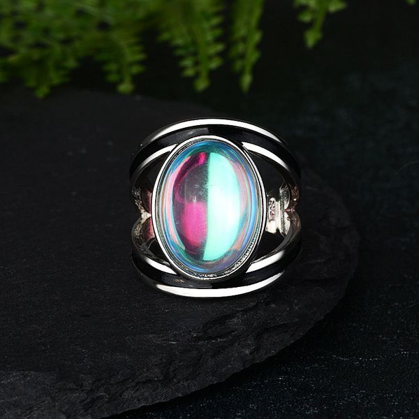 

925anillos серебряное кольцо лунного камня роскошные моды простые и щедрые, Golden;silver