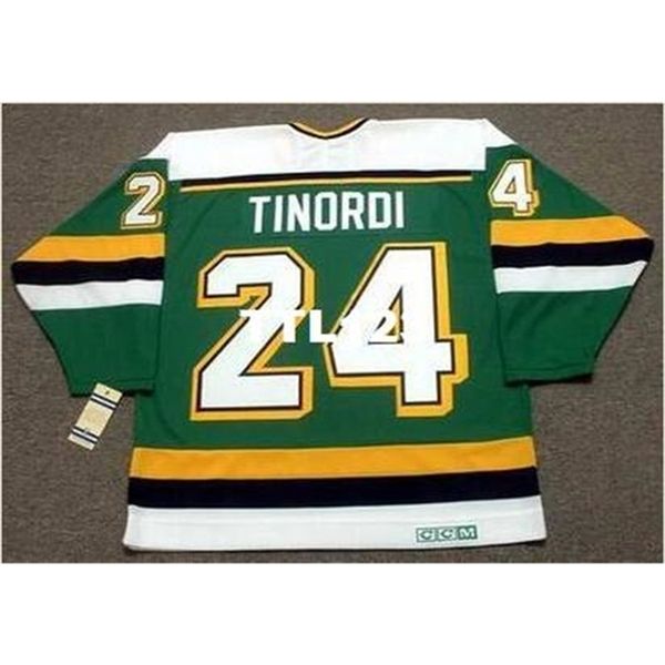 

421 #24 mark tinordi minnesota north stars 1989 ccm vintage home hockey jersey or custom any name or number retro jersey, Black