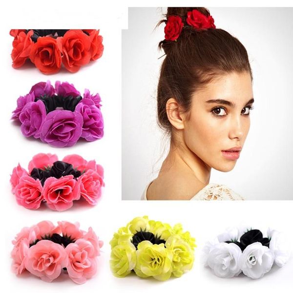 

hair accessories ponytail scrunchie ties elastic rope gift for women big rose flower summer holiday beach