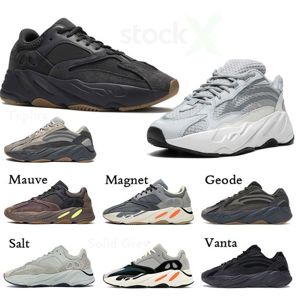 

kanye west shoes casual shoes wave runner og solid grey men women 700s geode static mauve leisure sneakers, Black