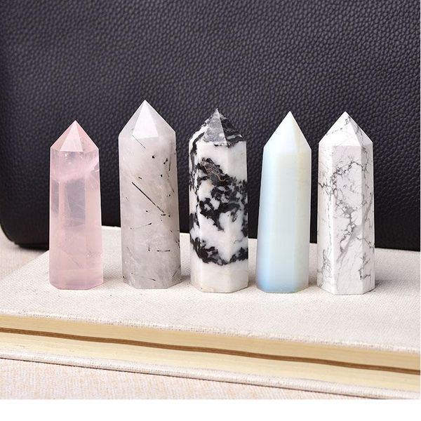 

30 color natural stones crystal point wand amethyst rose quartz healing stone energy ore mineral crafts home decora jllvgk, Black