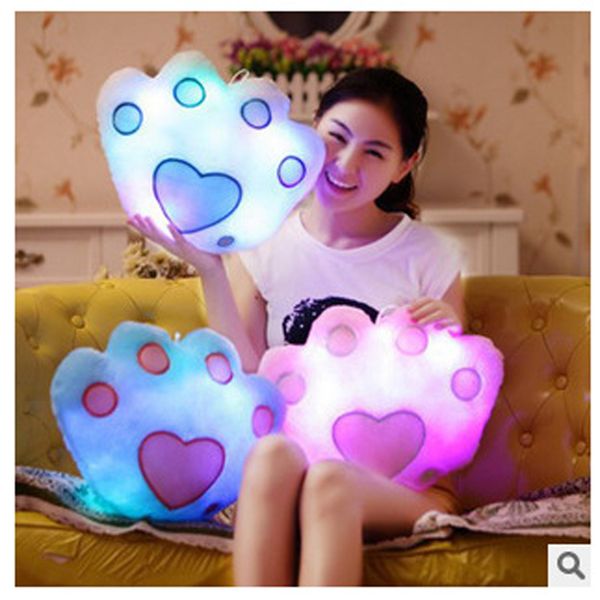 

luminous cute 30cm*30cm star heart bear paw led plush pillow night light kids cushion christmas toys dhc141