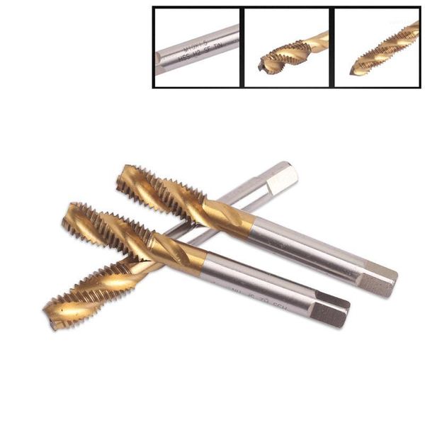 

5pcs spiral flute metric thread taps straight flute machine screw and machine tap for hss with coating titanium material1