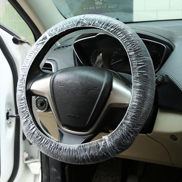 

vodool clear transparent plastic disposable car steering wheel covers universal for 40cm steering-wheel protective cover case1