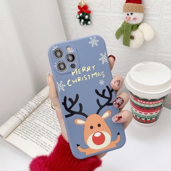 

christmas cartoon elk sile case for iphone 12 11 pro xs max x xr camera protection case for iphone jllwoa