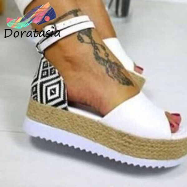 

doratasia comfy high wedges shoes patchwork mixed-color beach sandals women new fashion high platform sandals, Black