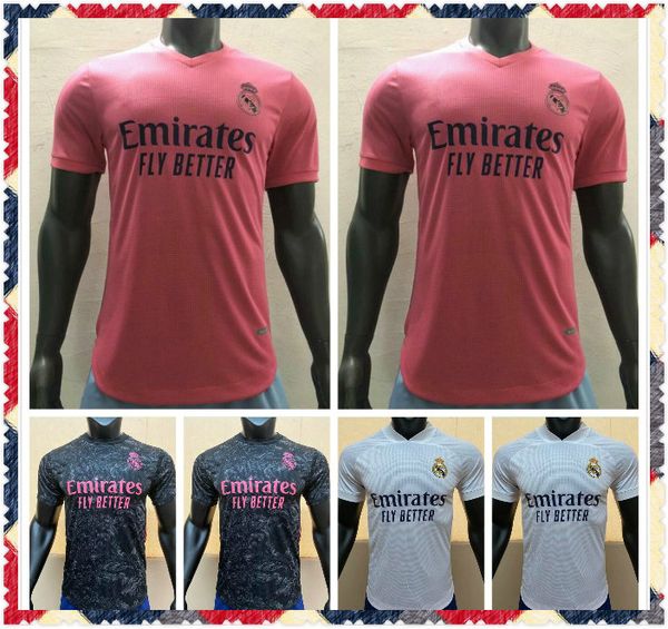 

2020 2021 real madrid player version soccer jerseys jovic kroos benzema sergio ramos hazard modric campeones football player shirt, Black;yellow