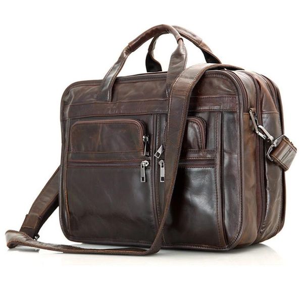 

vintage men leather briefcase handbags business bag crazy horse genuine leather portfolio men briefcase male lapbag office