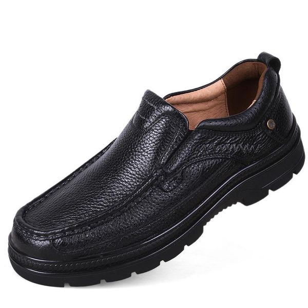 

genuine leather men shoes outdoor soft men casual loafers shoes breathable fashion luxury flats big size 49, Black