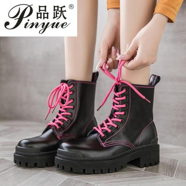 

boots woman heel luxury designer boots-women leather booties round toe fashion red lace up vintage, Black