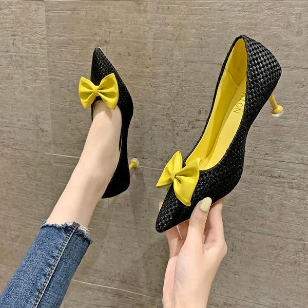 

women cute sweet green slip on high heel shoes lady casual yellow stylish heels female party shoes szpilki damskie g5514, Black