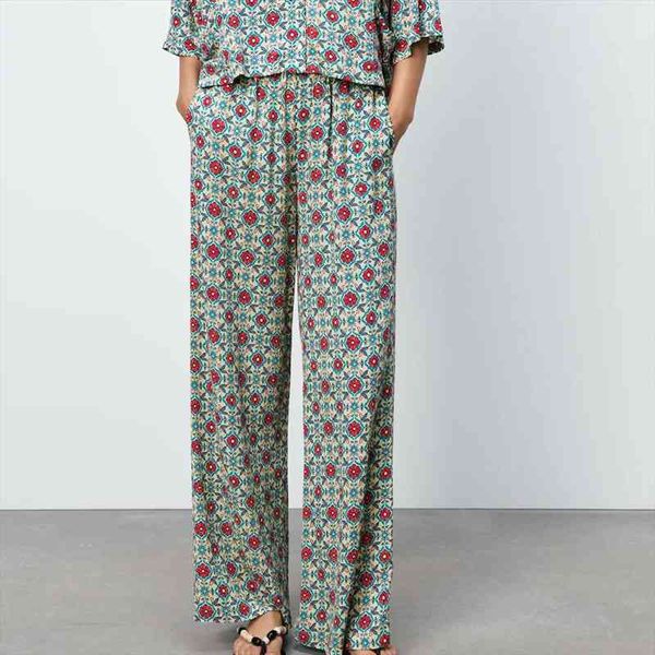 

bm ur hm za womens summer products fashion all-match elastic high waist printed trousers casual straight pants, Black;white