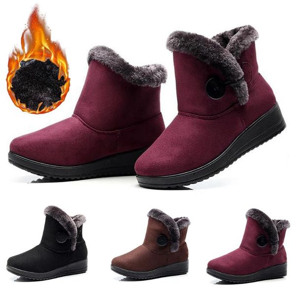 

plus velvet ankle boots for women new arrival flats non-slip snow boots woman shoes slip-on large size winter women drop, Black