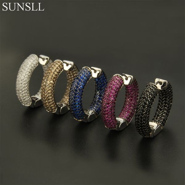 

sunsll silver color copper pins multicolor cubic zirconia big round hoop earrings women's fashion party jewelry cobre cz brinco t200225, Golden