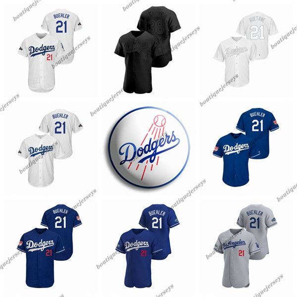 

custom men women kids los angeles dodgers 21 buehler 38 gagne home eric walker white black blue gray baseball jerseys, Blue;black