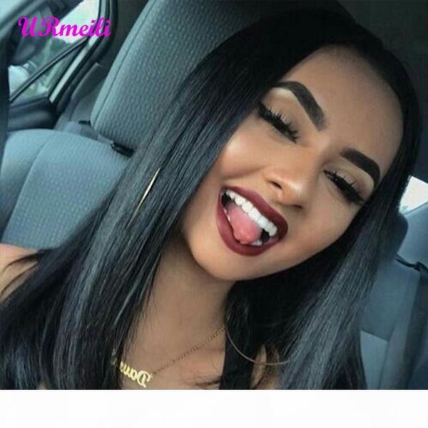 

short bob human hair wig brazilian straight virgin ombre hair wig 150% density lace front human hair wigs for black women dhgate wholesale, Black;brown