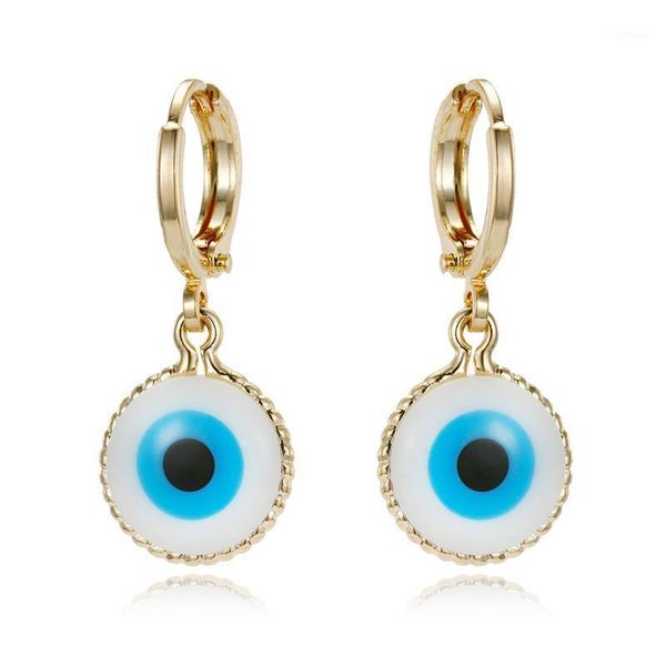 

1pair new vintage enamel oil evil eye hoop earrings women jewelry european trendy gold color endless circle small earrings e4241, Golden;silver