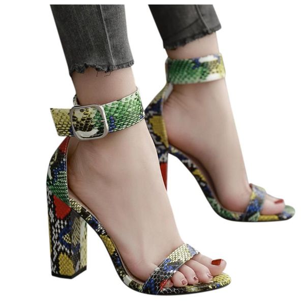 

shoes women sandals high heels fashion womens open toe snakestriped toe non-slip heeled heel sandals zapatos de mujer #3, Black