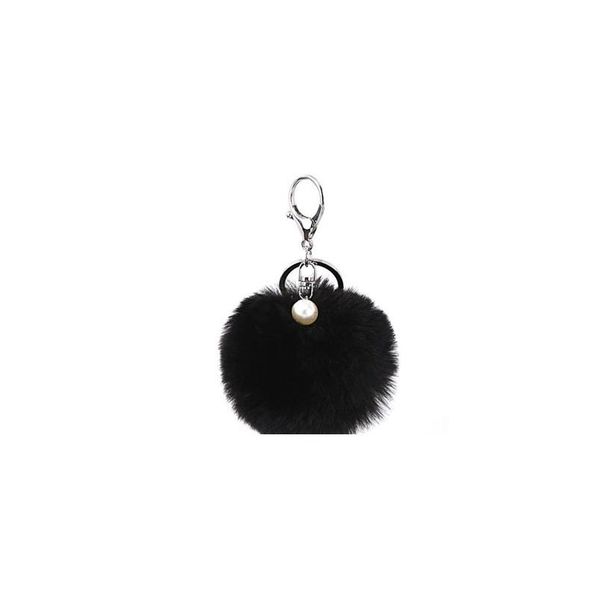 

fashion fluffy artificial rabbit fur ball key chain pompons for women girl bag pendant jewelry key ring holder pr007 f sqcdsy, Silver