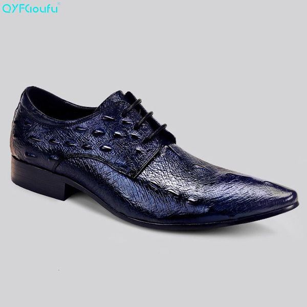 

qyfcioufu fashion business mens pointy shoes oxford genuine leather crocodile pattern men dress shoes, Black