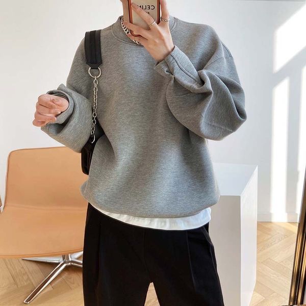 

new 2021 spring long sleeve thick o-neck pure color warm oversize style blue hoodies women 3ghz, Black