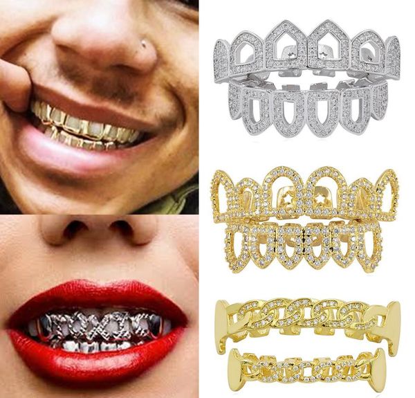

hip tooth hollow grills full teeth rapper braces hop diamond cosplay vampire out iced grillz gold cap jewelry dental fang 18k sqczl, Black