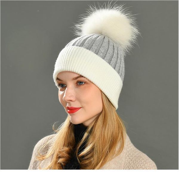 

winter beanie hat fashion real fur pompom hats women cashmere wool knitted bonnet fur ball beanie cap big raccoon fur bo jllnoy
