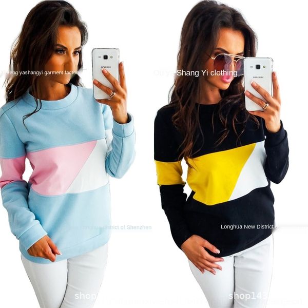 

afcgy autumn long round neck autumn sleeve color matching long casual round neck sweater sweater casual sleeve color matching o3w0y, Black