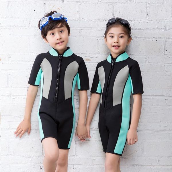 

2.5mm children's baby short-sleeved one-piece diving suit boys and girls zipper warm swimwear