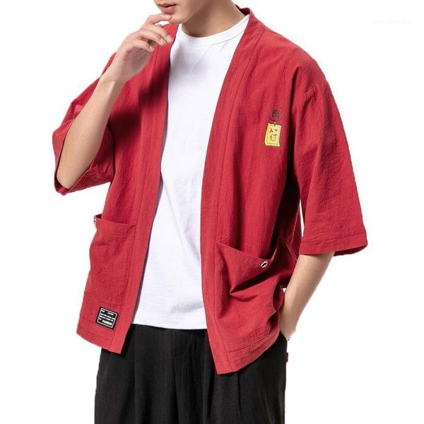 

men's casual shirts retro traditional large size loose cardigan summer printing chinese style hanfu tang suit year clothing1, White;black