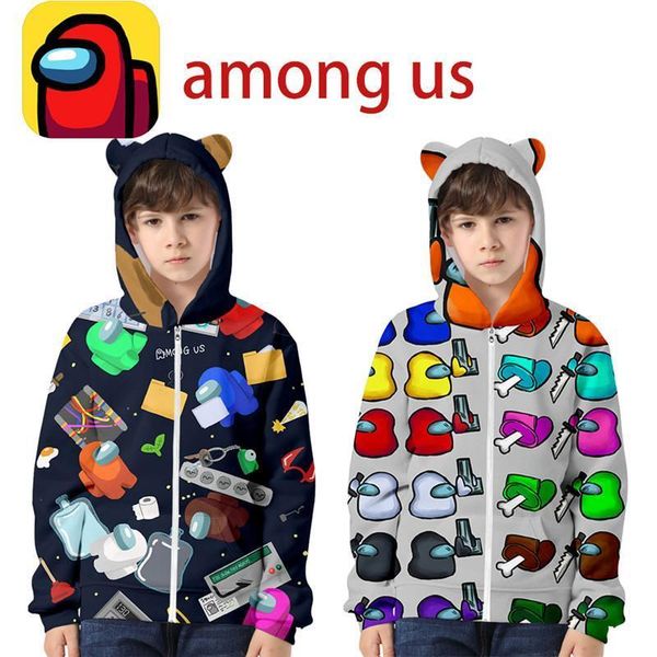 

among us game hoodies children pullover sweatshirts designer t-shirt hooded sweater junior boy girls long sleeve blouse clothesfy9319, Black