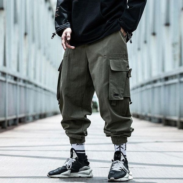 

hip hop joggers men black harem pants multi-pocket man sweatpants streetwear casual trousers mens pants