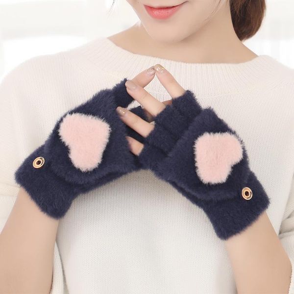 

five fingers gloves cotton 2021 keep warm, Blue;gray