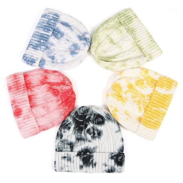 

beanies soft women and men multicolor tie dye hat slouchy caps autumn winter femme ladies ribbed cotton baggy hats1