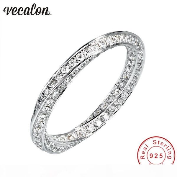 

vecalon cross 925 sterling silver infinity ring 5a zircon cz diamonique engagement wedding band rings for women bridesmaid gift, Slivery;golden