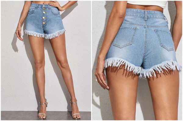 

2020 new fashion denim shorts, White;black