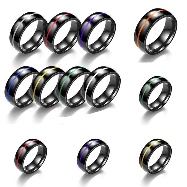 

мода унисекс нержавеющая сталь многоцветная линия кольцо панк хип хоп крест кольцо очарование пара вечеринка объединение кольца ювелирные из, Silver