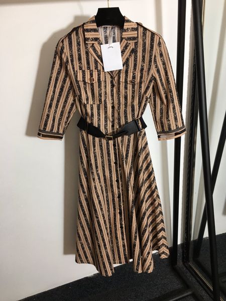 

milan runway dresses 2021 spring summer lapel neck 3/4 sleeve women's designer dress brand same style dress weinishi, Black