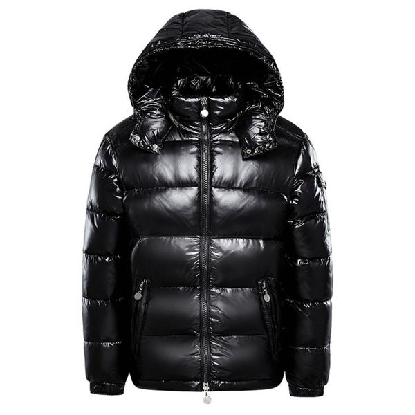 

men's warm down jacket, hoodie and shiny metal zipper, black, m-3xl, winter