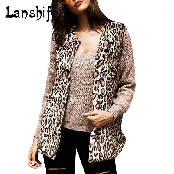 

2017 new middle and long style leopard print fur vest coat women thin faux fur jacket female v-necked furs coats gilet veste 2xl1, Black