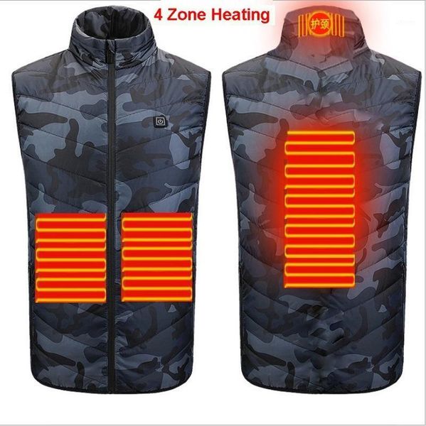 

2020 new 4 area heating usb electric heated vest menwomen winter heating waistcoat super warm outdoor coat camping hiking jacket1, Black;white